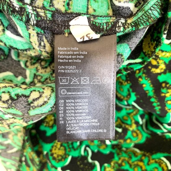 H&M Green Patterned Long Sleeve Dress Womens Size 8 - Picture 5 of 7